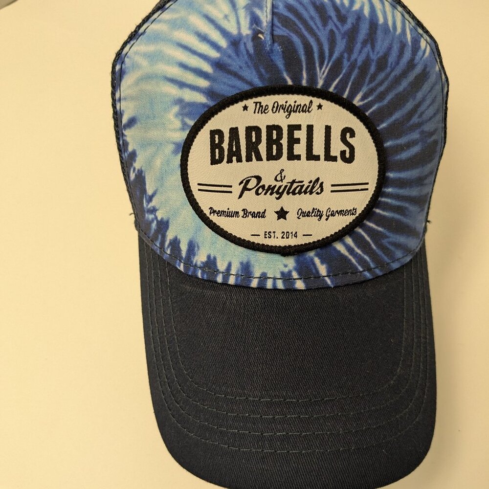 Barbells and Ponytails Tie Dye Trucker Hat NEW